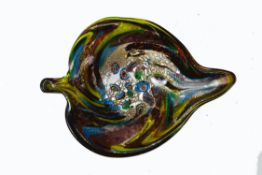A Murano glass leaf shaped dish,