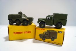 A Dinky 676, armoured personnel carrier, boxed and a 641 Army 1-Ton Cargo Truck,
