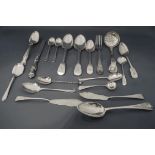 A quantity of silver flatware, some antique, various dates and makers,