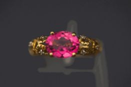A 9 carat gold stone set dress ring, finger size O, 2.