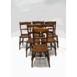 A harlequin set of six Country elm and beech kitchen chairs