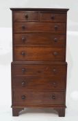 A mahogany table top chest of eight graduated drawers,