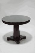 A William IV stained mahogany centre table, 74cm high x 90cm diameter,