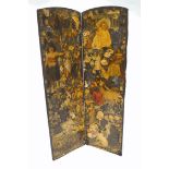 A Victorian decoupage two fold room screen