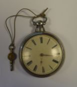 A silver pair cased pocket watch, outer and inner cases hallmarked for Birmingham 1837,