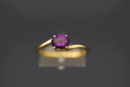 A 9 carat gold single stone ring, finger size P1/2, 1.