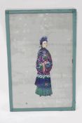 An early 20th century Chinese painting of a lady on silk,