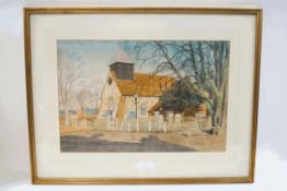 John Meade View of a Church Pencil and watercolour Signed Lower left 26cm x 39cm