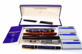 A Waterford 'Ideal' fountain pen, with 18K nib, a further Waterford fountain pen,