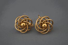 A pair of 9 carat gold knot earrings, with screw fittings, 5.