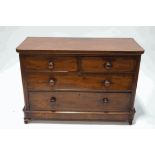 A Victorian mahogany chest of two short over two long drawers, 85cm high x 122cm wide x 53cm deep,