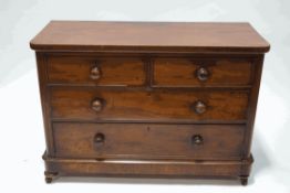 A Victorian mahogany chest of two short over two long drawers, 85cm high x 122cm wide x 53cm deep,