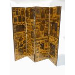 A Victorian four fold room screen with the remains if decoupage panels, 178cm high,