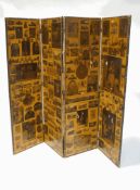 A Victorian four fold room screen with the remains if decoupage panels, 178cm high,