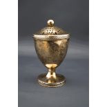 A George III silver pounce pot and cover, possibly Godbehere & Wigan, London 1802, of vase shape,