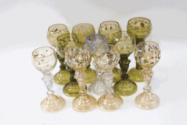 A composite set of eleven glass rummers,