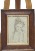 English School, early 20th century Portrait of Young Girl Pencil and crayon,