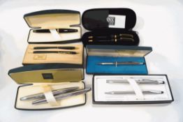 Various Cross fountain pen, ballpoint pen and retracting pencil sets,