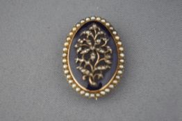 A late Georgian rose diamond and split pearl brooch, circa 1780,