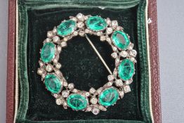 A green and colourless paste wreath brooch, 4.