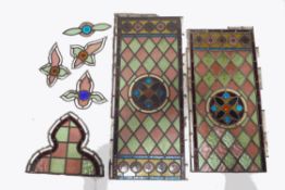Two stained glass windows and a collection of small stained glass panels from St Judes, Old Market,