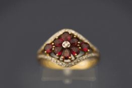 A 9 carat gold QVC gem and diamond cluster ring, finger size R, 2.