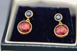 A pair of stone drop earrings,