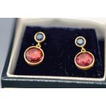 A pair of stone drop earrings,