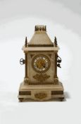 A French alabaster and gilt metal mounted mantel clock, with count striking wheel on a bell,
