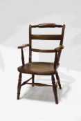 A Country rail back kitchen armchair,