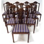 A set of ten reproduction mahogany dining chairs,