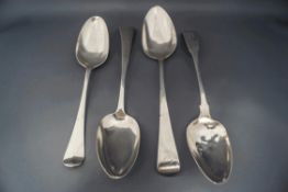 A pair of Georgian silver tablespoons, maker T.H.