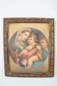 After Raphael Madonna and Child with John the Baptist looking on Watercolour 7cm diameter