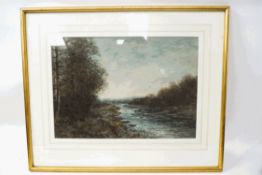 John Ritchie River landscape Watercolour Signed Lower Left 24.