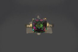 A mystic topaz and diamond ring, stamped '375' and '9k', finger size O,