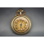 A large nickel plated open faced pocket watch, signed 'Narcisse' to the dial, 5.