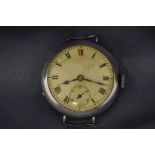 A silver wrist watch, London 1926 import mark,