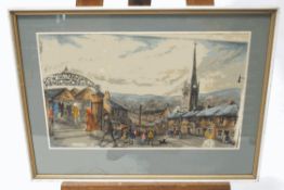 Elizabeth Julia Thorne "Sunday Morning Ebbw Vale" Watercolour Artist's name and title to verso 33cm