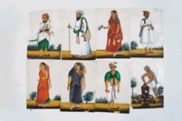 A collection of eighteen Indian Mica pictures of figures, painted with gouache, approximately 11.