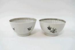 A pair of 18th century Chinese export porcelain tea bowls,