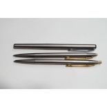 A Montblanc Noblesse slim fountain pen with brushed steel case,