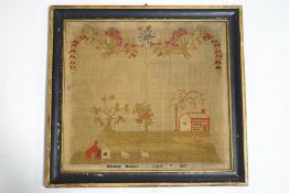 An early 19th century sampler by Elizabeth Hudson, aged 9, dated 1823,