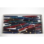 Thirty four Parker fountain pens, many with 14ct gold nibs,