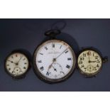 A silver open faced pocket watch; and two silver cased wristwatches,