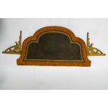 A 19th century shaped folding wall shelf with inset leather surface and satin cross with two