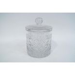 A 20th century cut glass biscuit barrel and cover,