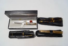 A collection of Parker pens, comprising a Sonnet fountain pen with 18K nib, cased,