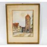 A. Rothenburg Street scene Watercolour Signed and dated July 1891, lower right 22cm x 17cm