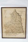 A framed map of Northumberland, published by John Stockdale, London, 51.