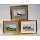 David Gasman Windmill Watercolours Signed lower left 22.